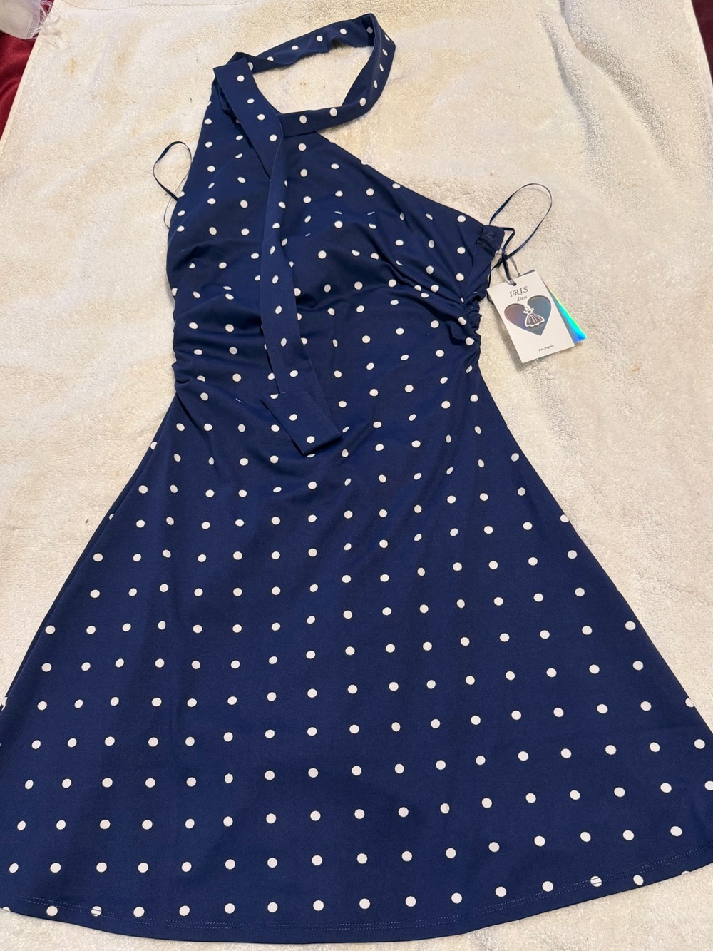 iris Navy Blue Polka Dot Mini Dress